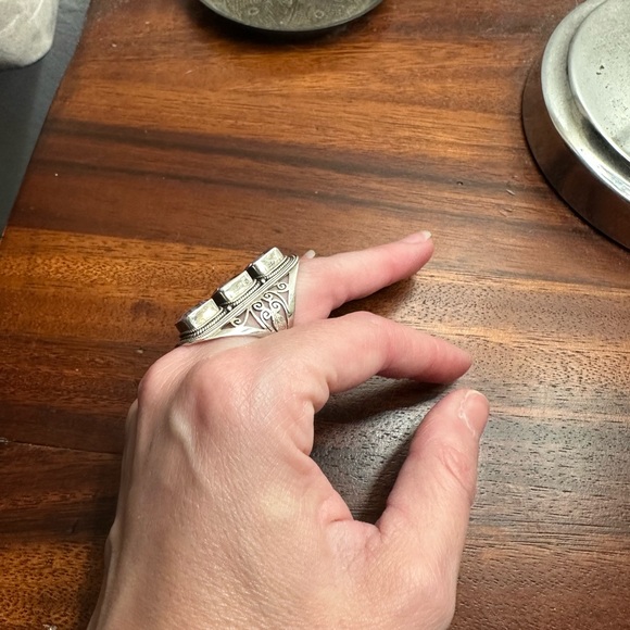 Amazing Vintage Sterling Silver Amethyst Boho Hippie Tribal Statement Ring - Picture 5 of 8